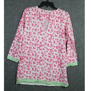Barbara Gerwit Tunic Top Size Small Pink V neck Popover Lightweight